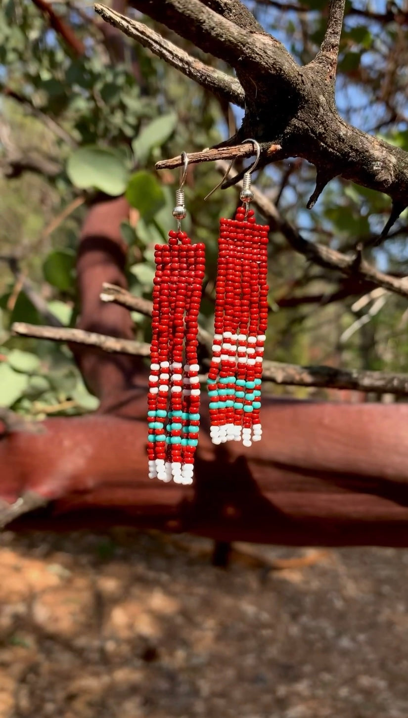 Burgundy Beaded Earrings