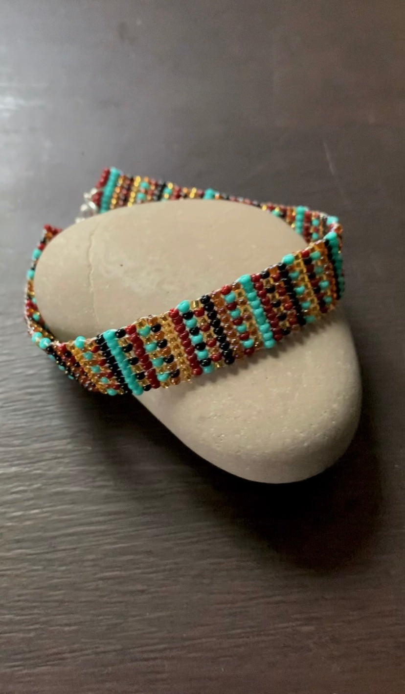 Multicolored Beaded Bracelet and Earrings