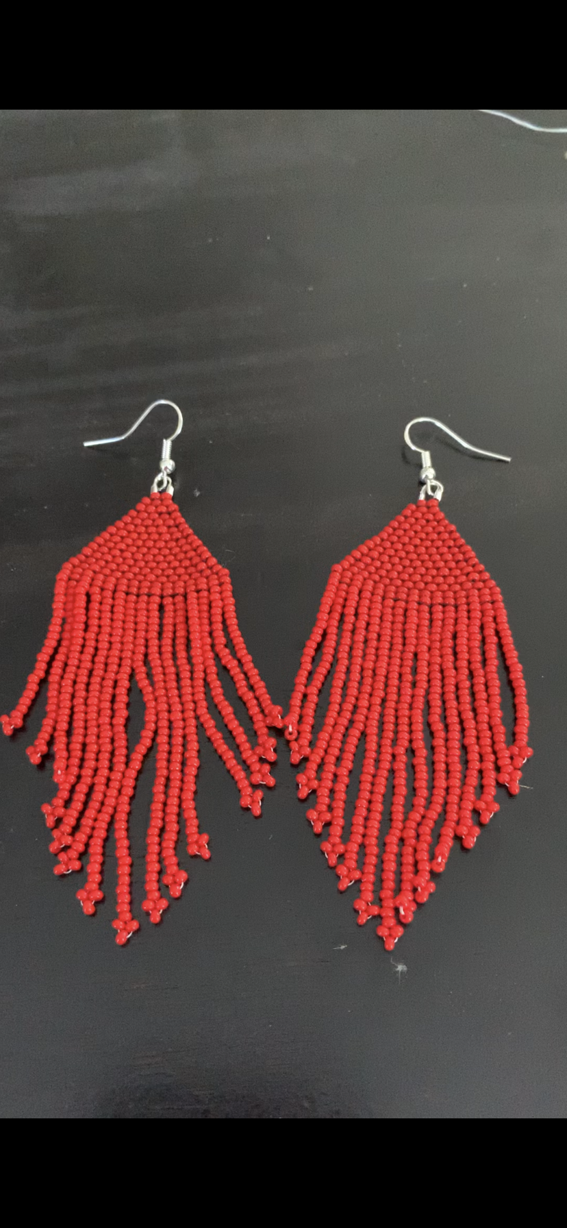 Red Beaded Earrings