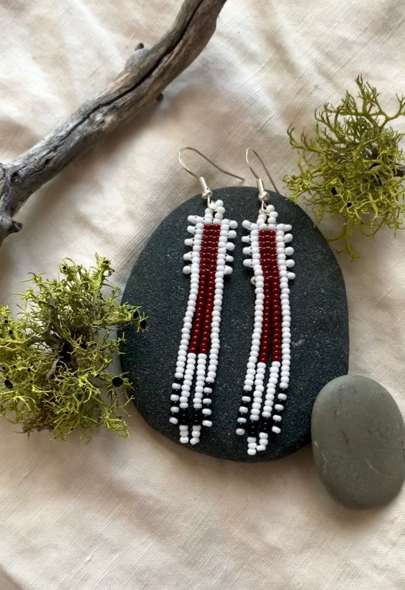 White Beaded Earrings