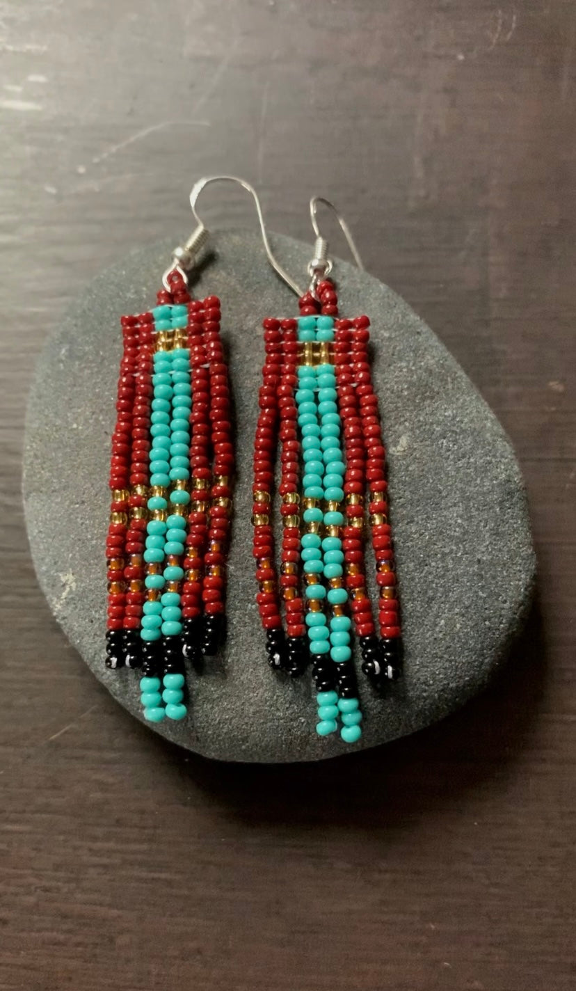 Multicolored Beaded Bracelet and Earrings