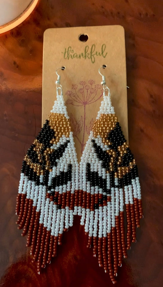 Black Leaf Beaded Earrings