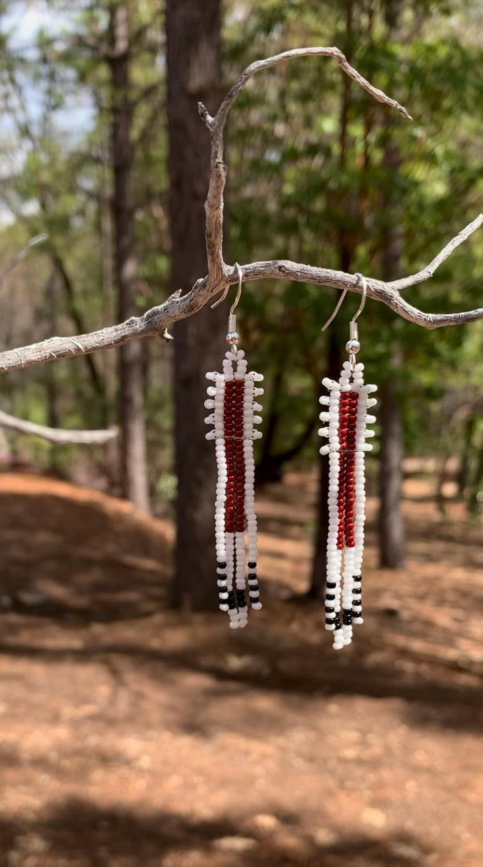 White Beaded Earrings