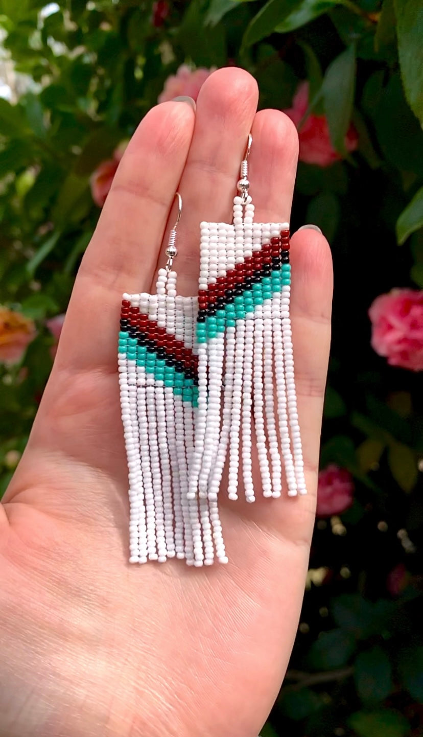 White Beaded Earrings