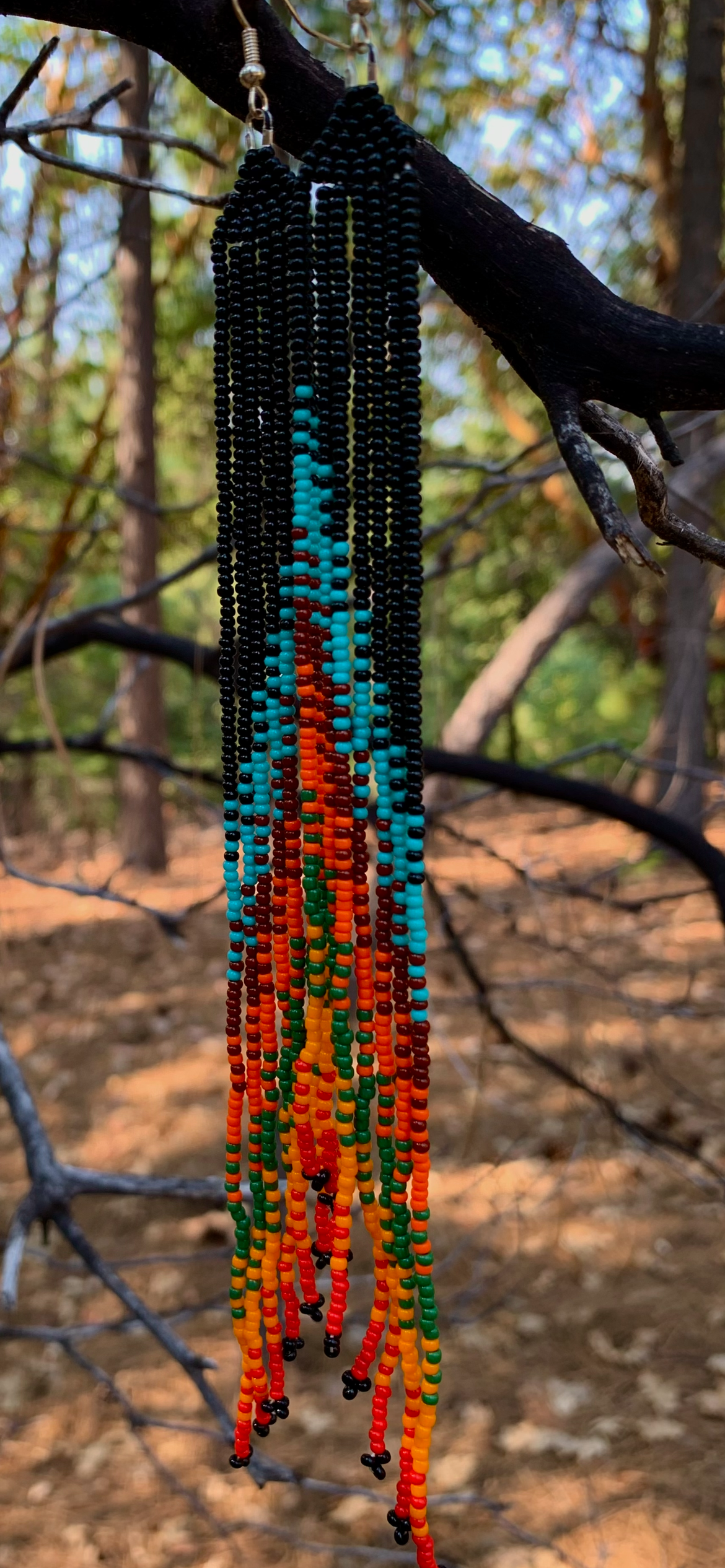 Mix Matched Gradient Extra Long Beaded Earrings