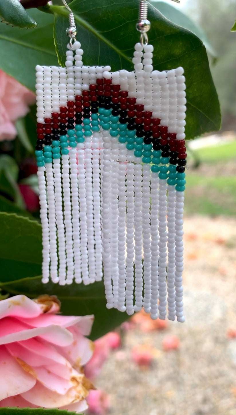 White Beaded Earrings