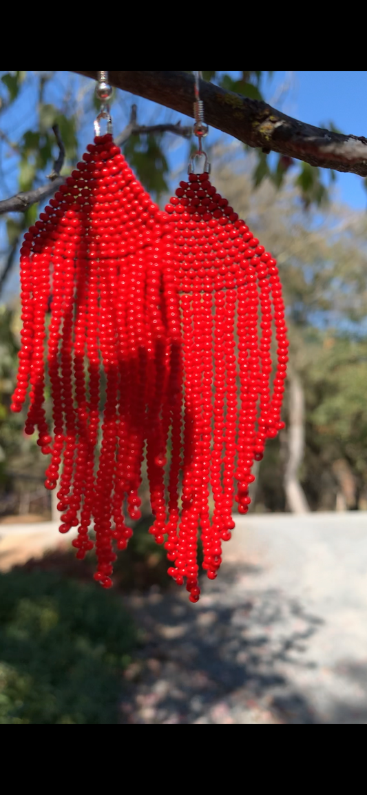 Red Beaded Earrings