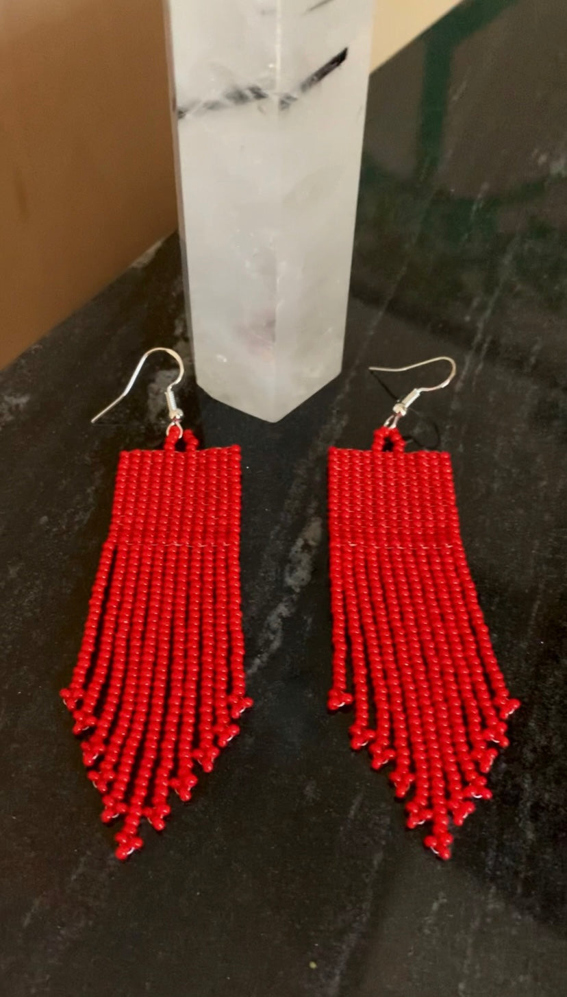 Red Beaded Earrings